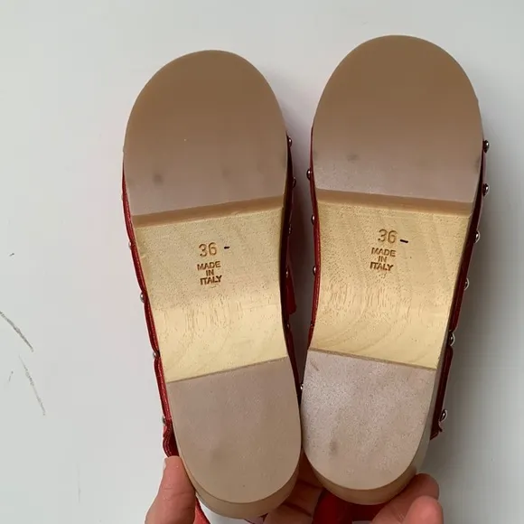 Unalira x Free People Kaia Red patent Leather Clogs ankle strap