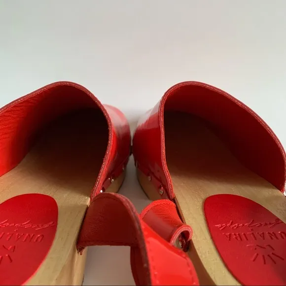 Unalira x Free People Kaia Red patent Leather Clogs ankle strap
