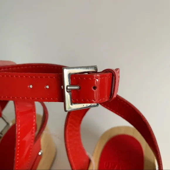 Unalira x Free People Kaia Red patent Leather Clogs ankle strap