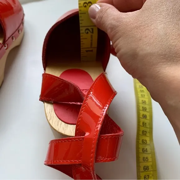 Unalira x Free People Kaia Red patent Leather Clogs ankle strap