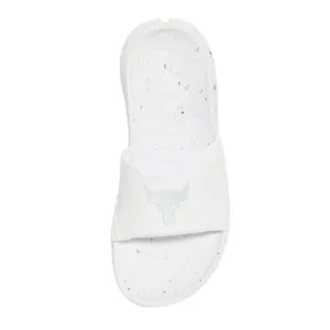 Under Armour Project Rock 3 Mens Slides Sandals White Gray Size 11 3026034-100