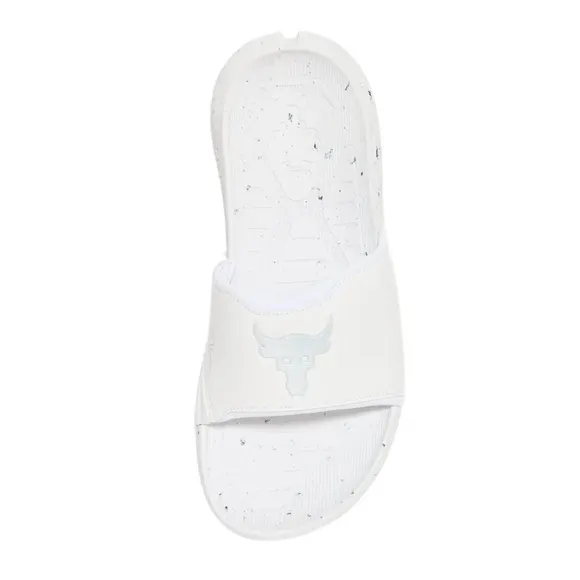 Under Armour Project Rock 3 Mens Slides Sandals White Gray Size 11 3026034-100