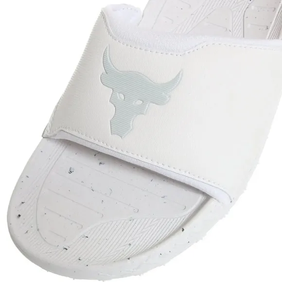Under Armour Project Rock 3 Mens Slides Sandals White Gray Size 11 3026034-100
