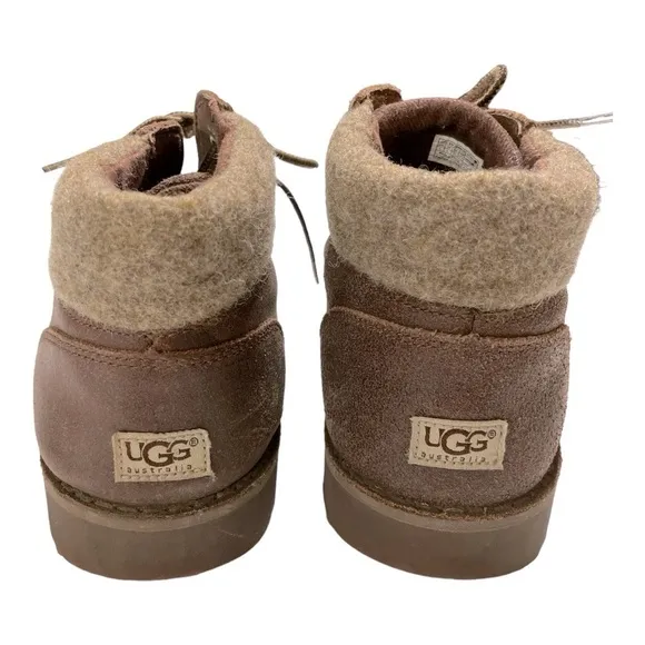 Unisex UGG Boots Kids 6 Brown Orin Wool Cuff Lace Up Ankle Bootie Casual