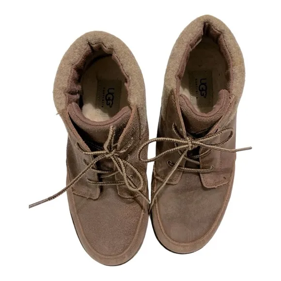 Unisex UGG Boots Kids 6 Brown Orin Wool Cuff Lace Up Ankle Bootie Casual