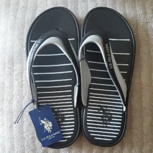 U.S. Polo Assn. Black and White Flip Flops