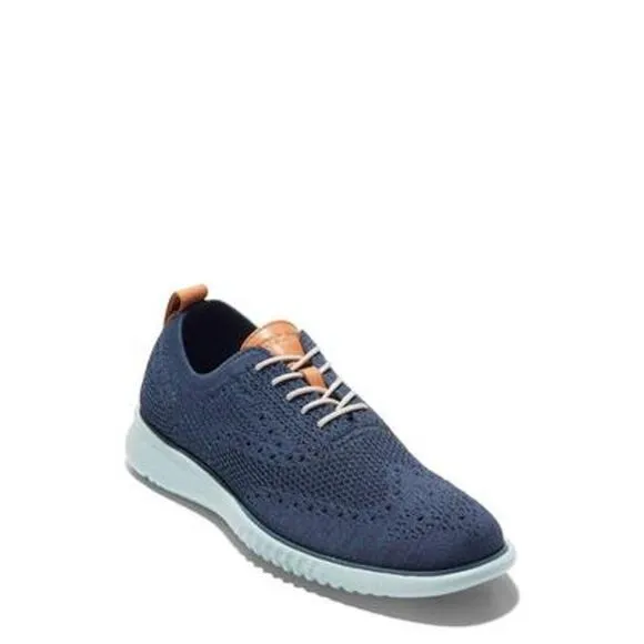 USED Cole Haan Mens 2.ZERØGRAND Wingtip Oxford,blue stitchlite-cloud blue-Sz10.5