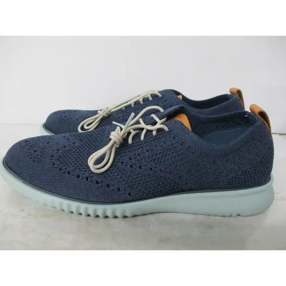 USED Cole Haan Mens 2.ZERØGRAND Wingtip Oxford,blue stitchlite-cloud blue-Sz10.5