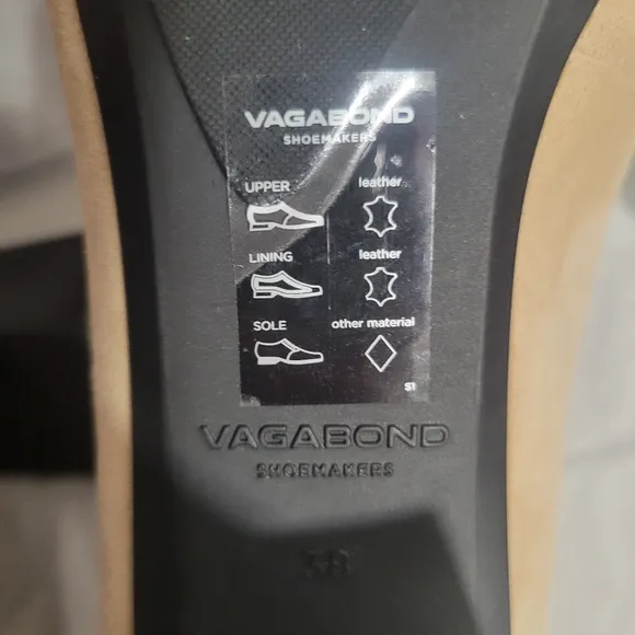 Vagabond Altea Heel Safari and Black Suede Patent Leather Block Heel Size 8.5
