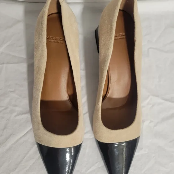Vagabond Altea Heel Safari and Black Suede Patent Leather Block Heel Size 8.5