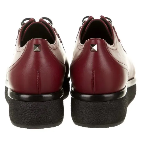 Valentino Leather Studded Accents Oxfords - Size 37