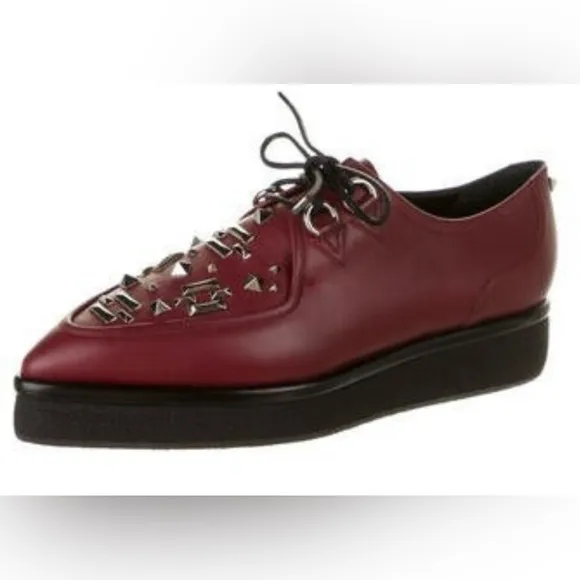 Valentino Leather Studded Accents Oxfords - Size 37