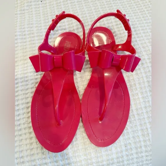 VALENTINO Red Bow Jelly Sandals Size 38