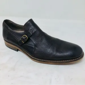 Valuni Brown Pebbled Leather Buckled Strap Oxfords