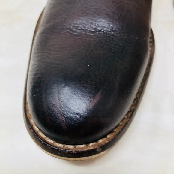 Valuni Brown Pebbled Leather Buckled Strap Oxfords