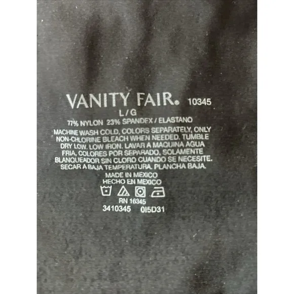 Vanity Fair MIDNIGHT BLACK Sleek Smooth Full Slip Shapewear Adjustable Large