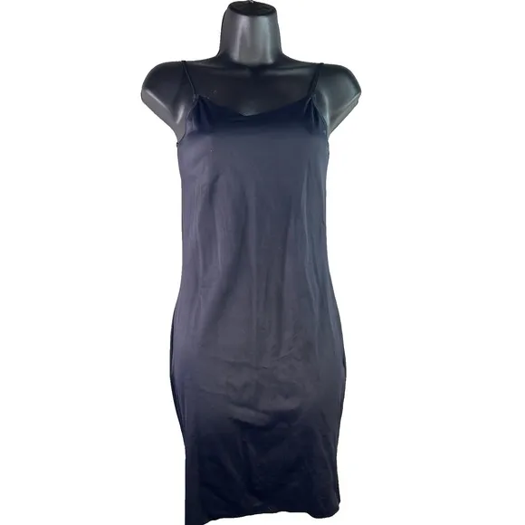 Vanity Fair MIDNIGHT BLACK Sleek Smooth Full Slip Shapewear Adjustable Large