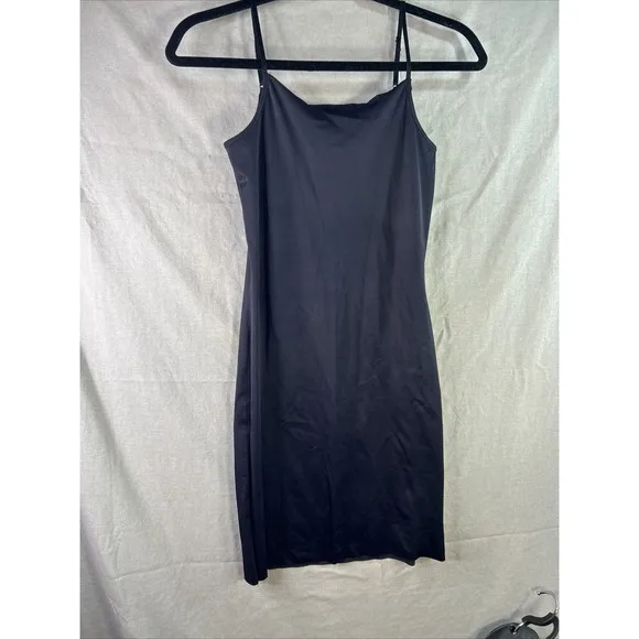 Vanity Fair MIDNIGHT BLACK Sleek Smooth Full Slip Shapewear Adjustable Large