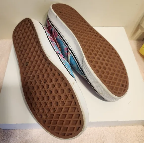 VANS &quot;Asher&quot; Tie Dye Canvas Slip-On Sneakers Womens 7.5/38 Ret $135 WORN ONCE!