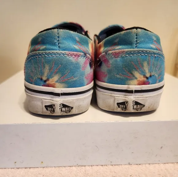 VANS &quot;Asher&quot; Tie Dye Canvas Slip-On Sneakers Womens 7.5/38 Ret $135 WORN ONCE!