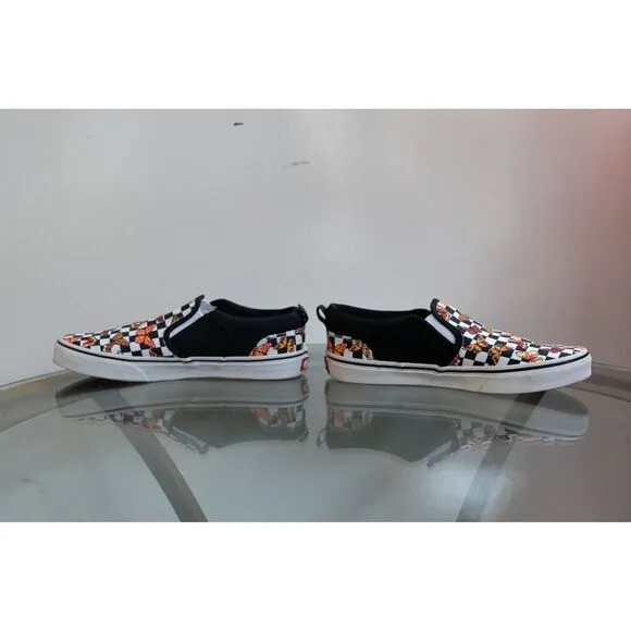 Vans Asher Butterfly Checker Multi Canvas Slip On Skate Shoes Size Missy 6
