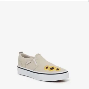 Vans Asher Checkerboard Embroidered Sunflower Girls Size 5