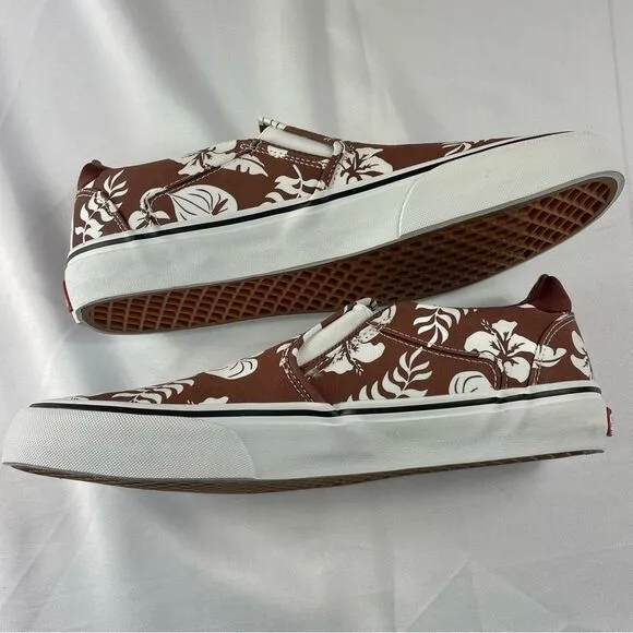 Vans Asher Deluxe Floral Party Canvas Slip-Ons Men’s Sz 11.5 (Root Beer)