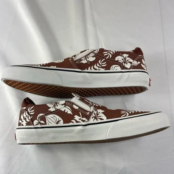 Vans Asher Deluxe Floral Party Canvas Slip-Ons Men’s Sz 11.5 (Root Beer)