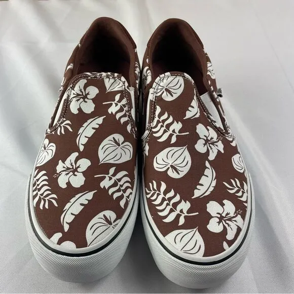 Vans Asher Deluxe Floral Party Canvas Slip-Ons Men’s Sz 11.5 (Root Beer)