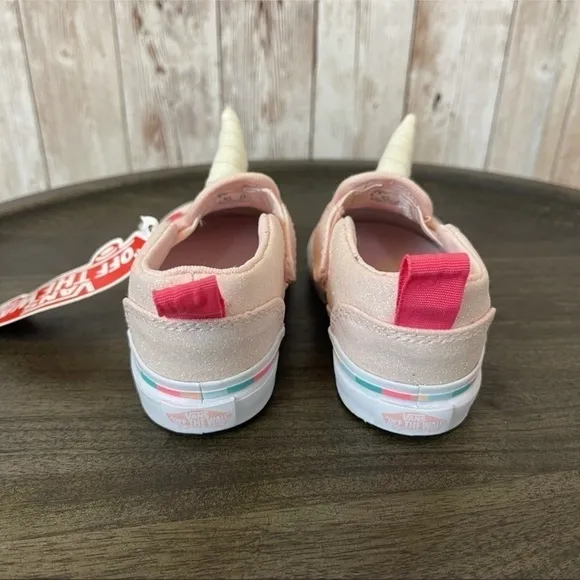 Vans Asher V Slip-On Pink Unicorn Sneaker Size 4.5 Toddler