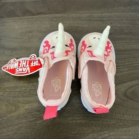 Vans Asher V Slip-On Pink Unicorn Sneaker Size 4.5 Toddler
