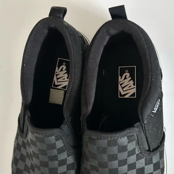 Vans Big Kids Unisex Black Classic Slip-On Checkerboard Print Size 7 Y