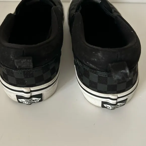 Vans Big Kids Unisex Black Classic Slip-On Checkerboard Print Size 7 Y