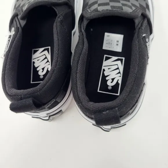 Vans Boys Youth Black Gray Asher Checker Slip on Low Top Shoes New Size 11