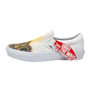 VANS Classic Slip On Big Reveal Skate Shoe White Paisley Sneakers Women's 6