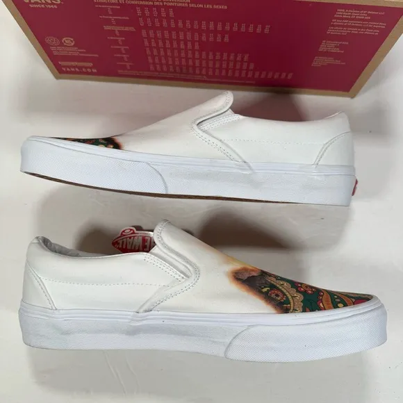 Vans Classic Slip-On Big Reveal True White Paisley Sneakers Men's Size 10