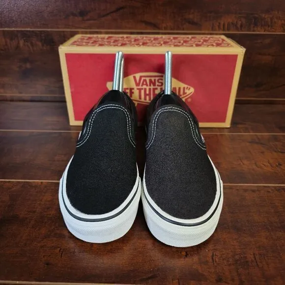 Vans Classic Slip-On Black Canvas Sneakers Womens Size 5