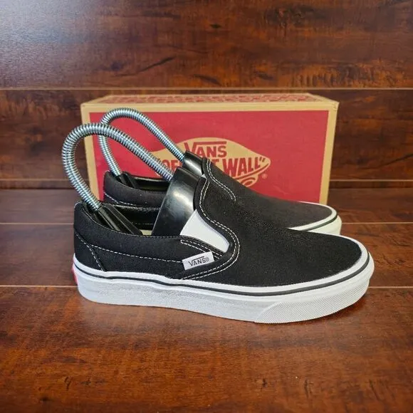 Vans Classic Slip-On Black Canvas Sneakers Womens Size 5