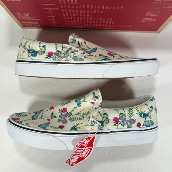 Vans Classic Slip-On Butterfly Floral Marshmallow Sneakers Men's Size 10