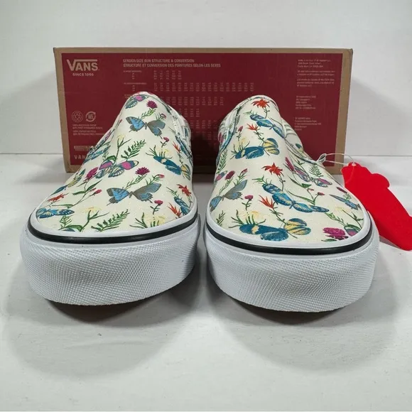 Vans Classic Slip-On Butterfly Floral Marshmallow Sneakers Men's Size 10