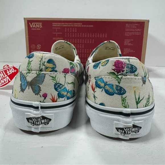 Vans Classic Slip-On Butterfly Floral Marshmallow Sneakers Men's Size 10