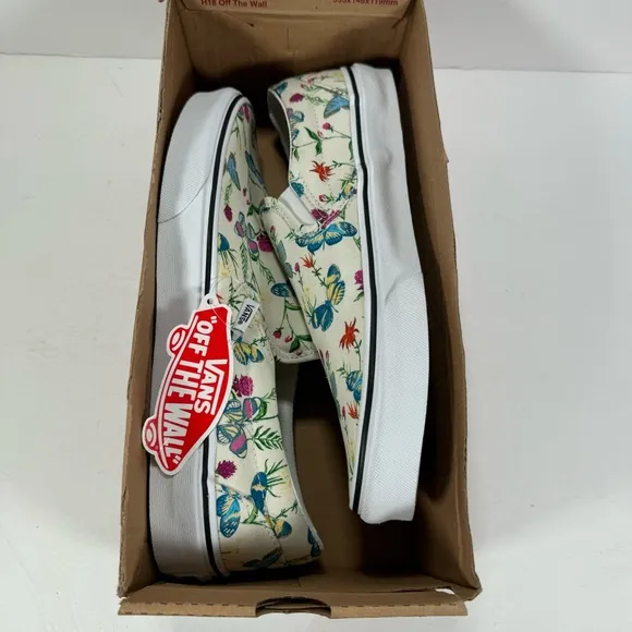 Vans Classic Slip-On Butterfly Floral Marshmallow Sneakers Men's Size 10