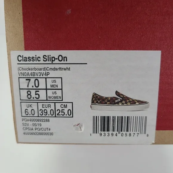 Vans Classic Slip-On Checkerboard Camo Desert Men's Size 7 Women’s Size 8.5