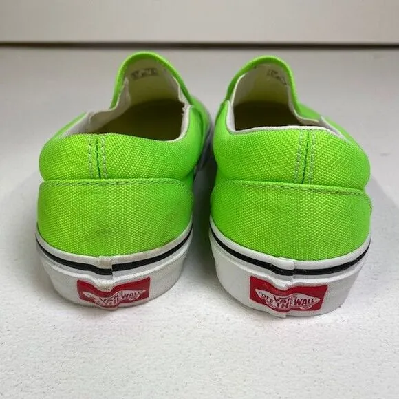 Vans Classic Slip-On Neon Green Gecko Canvas Sneakers‎ US 6 Men / 7.5 Women