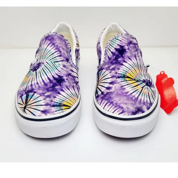 VANS Classic Slip On New Age Skate Shoe Purple Tie Dye Canvas Sneakers Men's 11