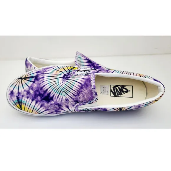 VANS Classic Slip On New Age Skate Shoe Purple Tie Dye Canvas Sneakers Men's 11