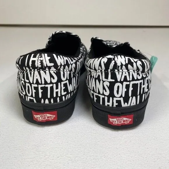 Vans Classic Slip-On Off The Wall All-Over Print Sneakers Black White M 9.5 W 11