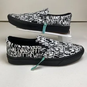Vans Classic Slip-On Off The Wall All-Over Print Sneakers Black White M 9.5 W 11