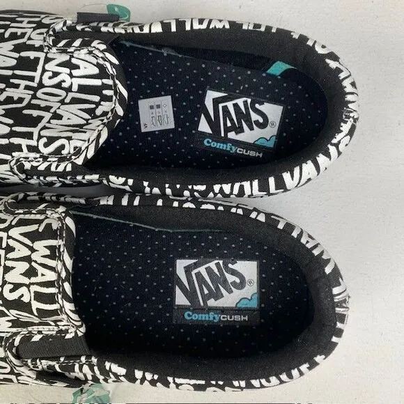 Vans Classic Slip-On Off The Wall All-Over Print Sneakers Black White M 9.5 W 11