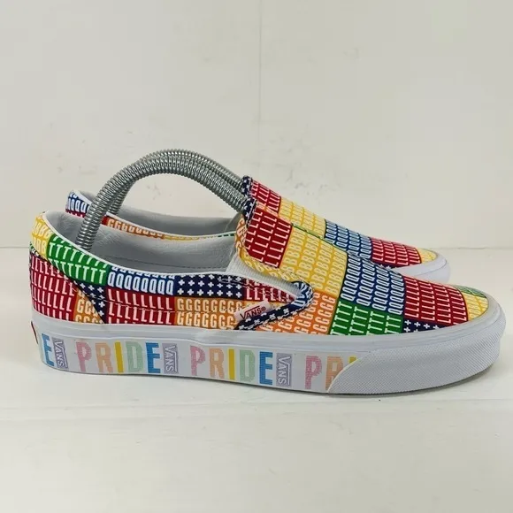 Vans Classic Slip-On Pride Multi/ True White Women Size 9.5